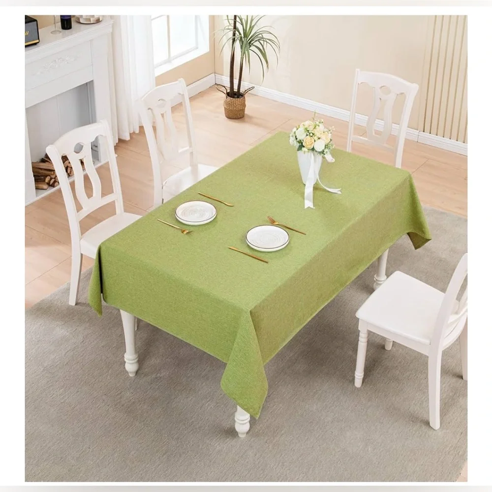 NEW Rectangle Tablecloth Wrinkle Resist WaterProof Fabric Indoor Outdoor 55x95”